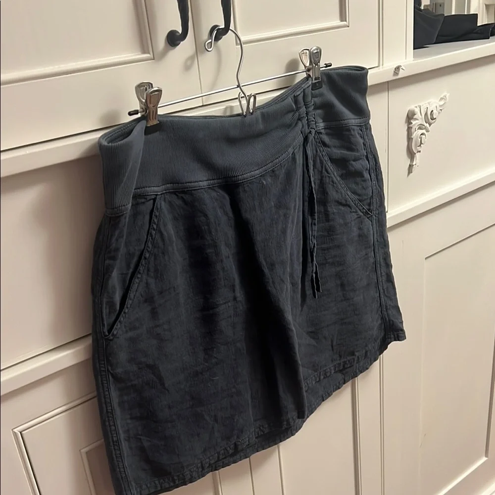 Athleta Blue Tie Front Ruched Mini Skirt